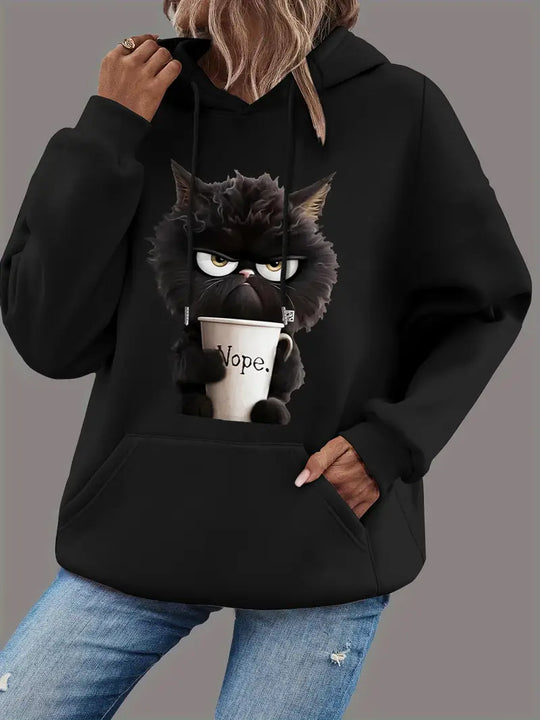 Hoodie met Kattenprint voor Dames