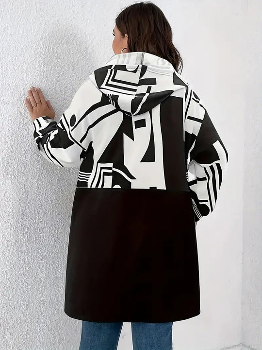 Oversized Jas met Geometrische print voor Dames